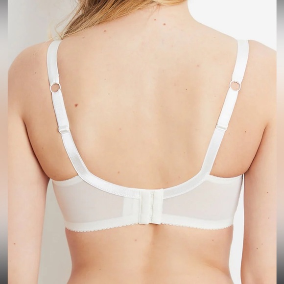 Katherine Hamilton Sophia balconette white lace bra with silk quarter cups 32K - Picture 3 of 9
